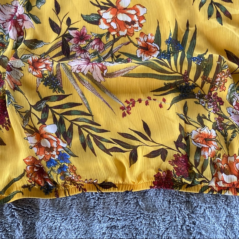 ALYX Yellow Floral Print Woven Blouse Sz XL - Picture 14 of 15